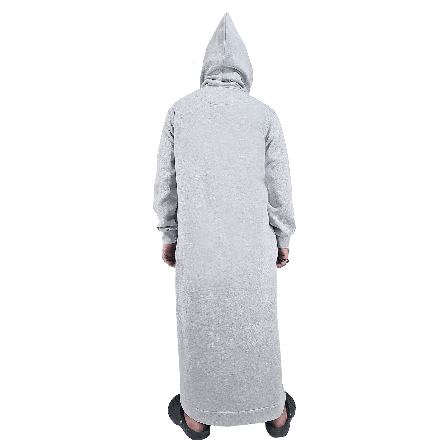 Donchie Mens Grey Hoodie Jubbah Thobe Cotton Fleece