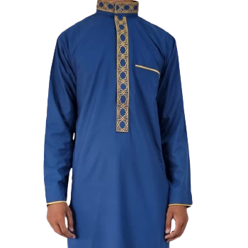 Lamsa Blue Embroidery Jubbah Thobe Dishdasha Kandura