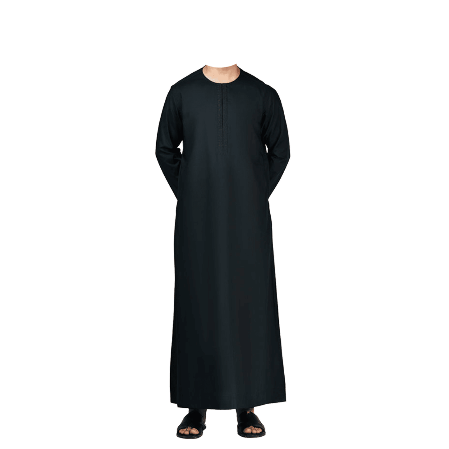 Lamsa Mens Polycotton Black Emirati Thobe Jubba