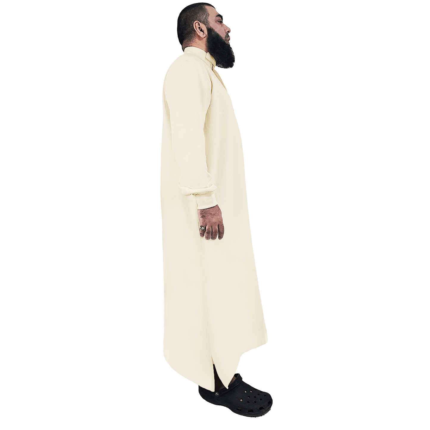 Donchie Mens Cream Jubbah Thobe Cotton Fleece