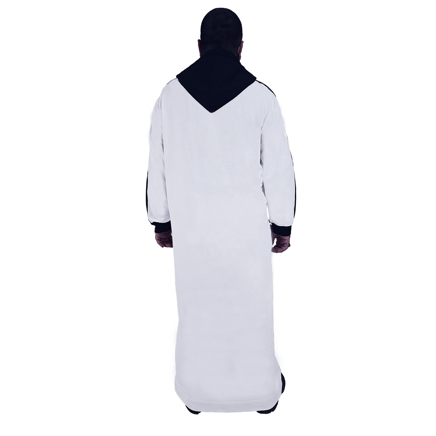 Donchie Men's White Hoodie Striped Jubbah Cotton Fleece