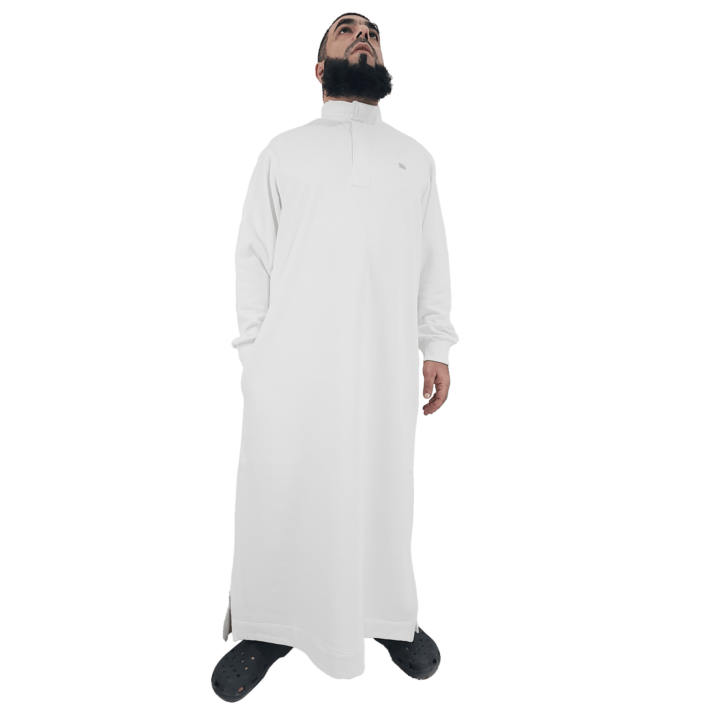Donchie Men's White Jubbah Thobe Cotton Fleece