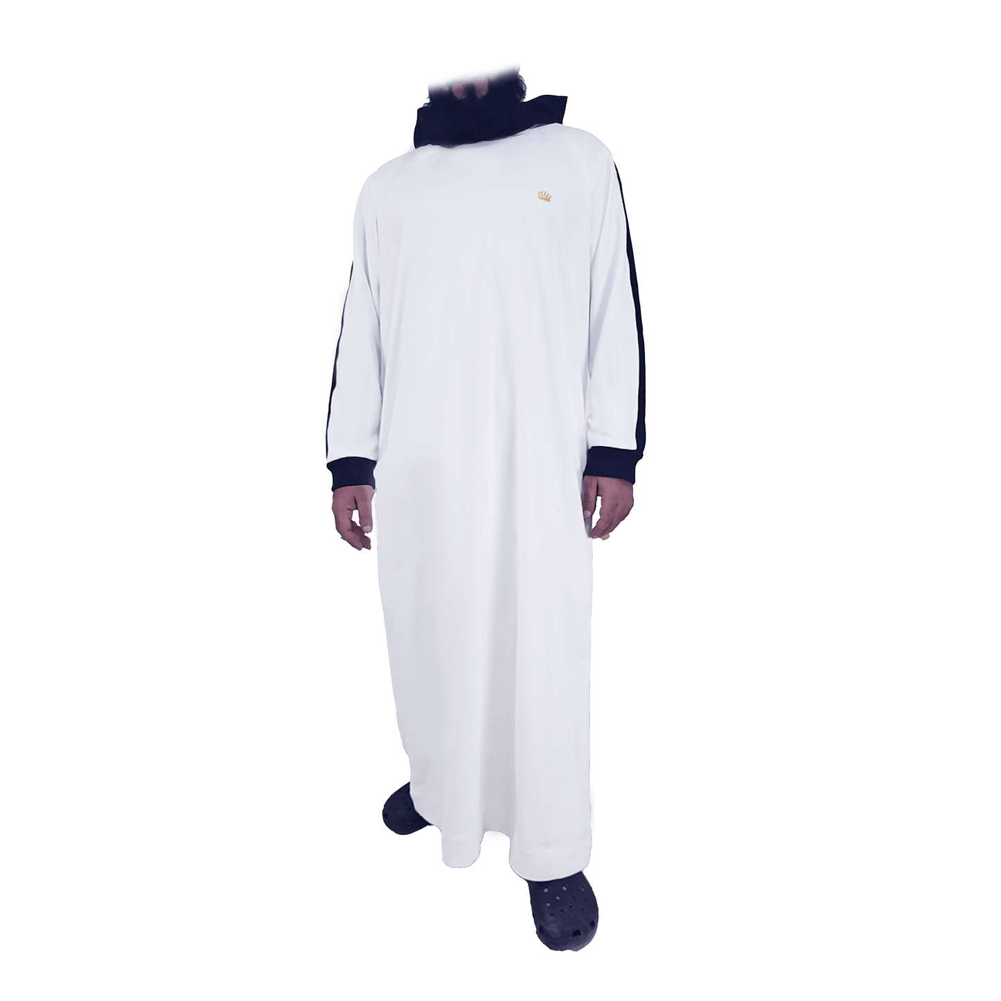 Donchie Men's White Striped Hoodie Fleece Thobe