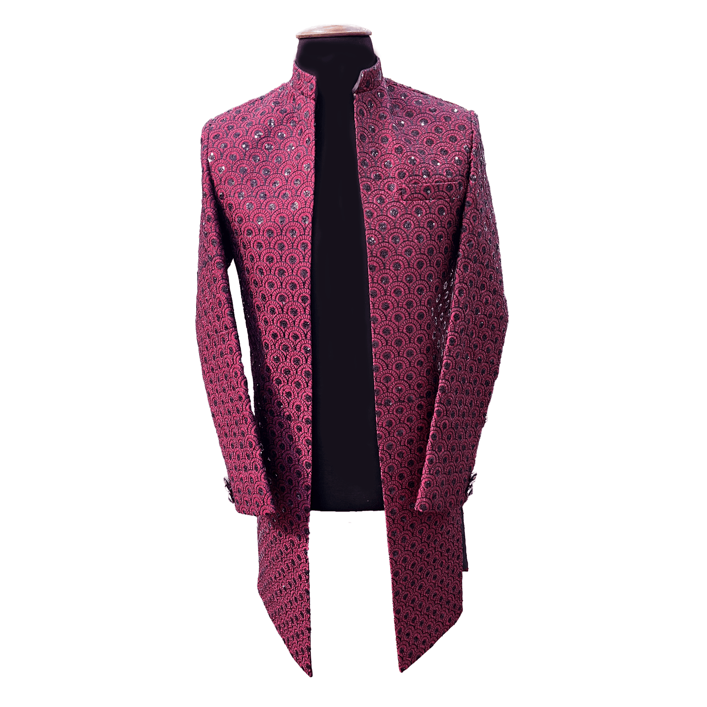 Maroon Embroidery Mens Groom Wedding Indian Sherwani