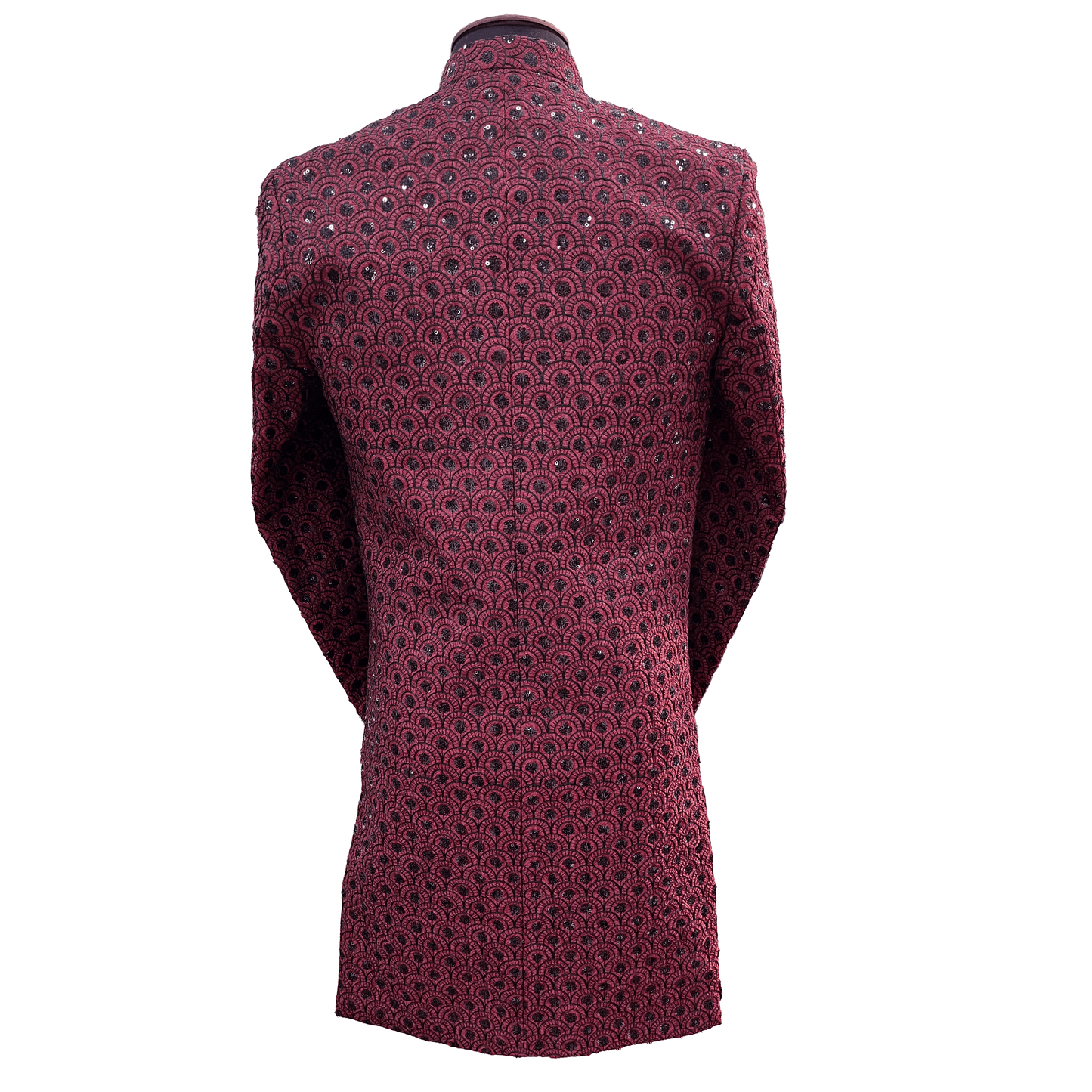 Maroon Embroidery Mens Groom Wedding Indian Sherwani
