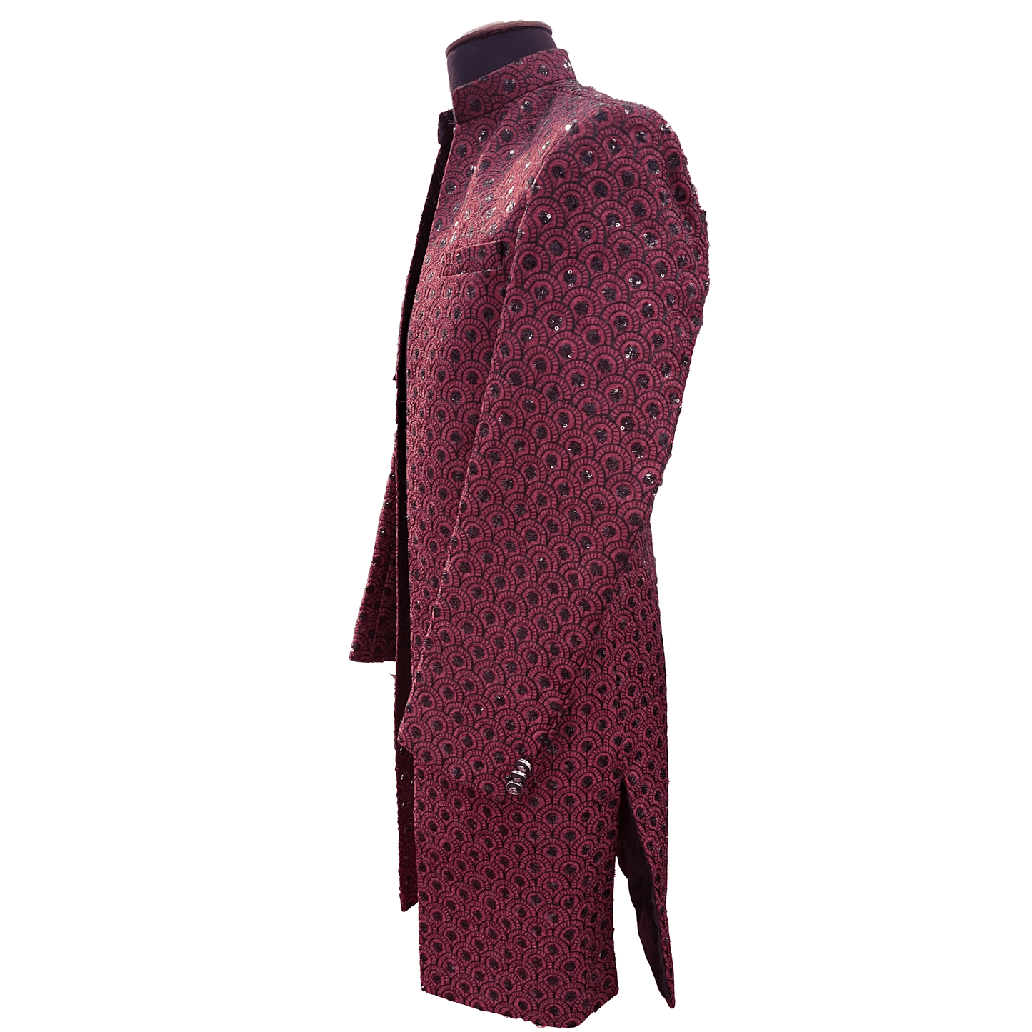 Maroon Embroidery Mens Groom Wedding Indian Sherwani
