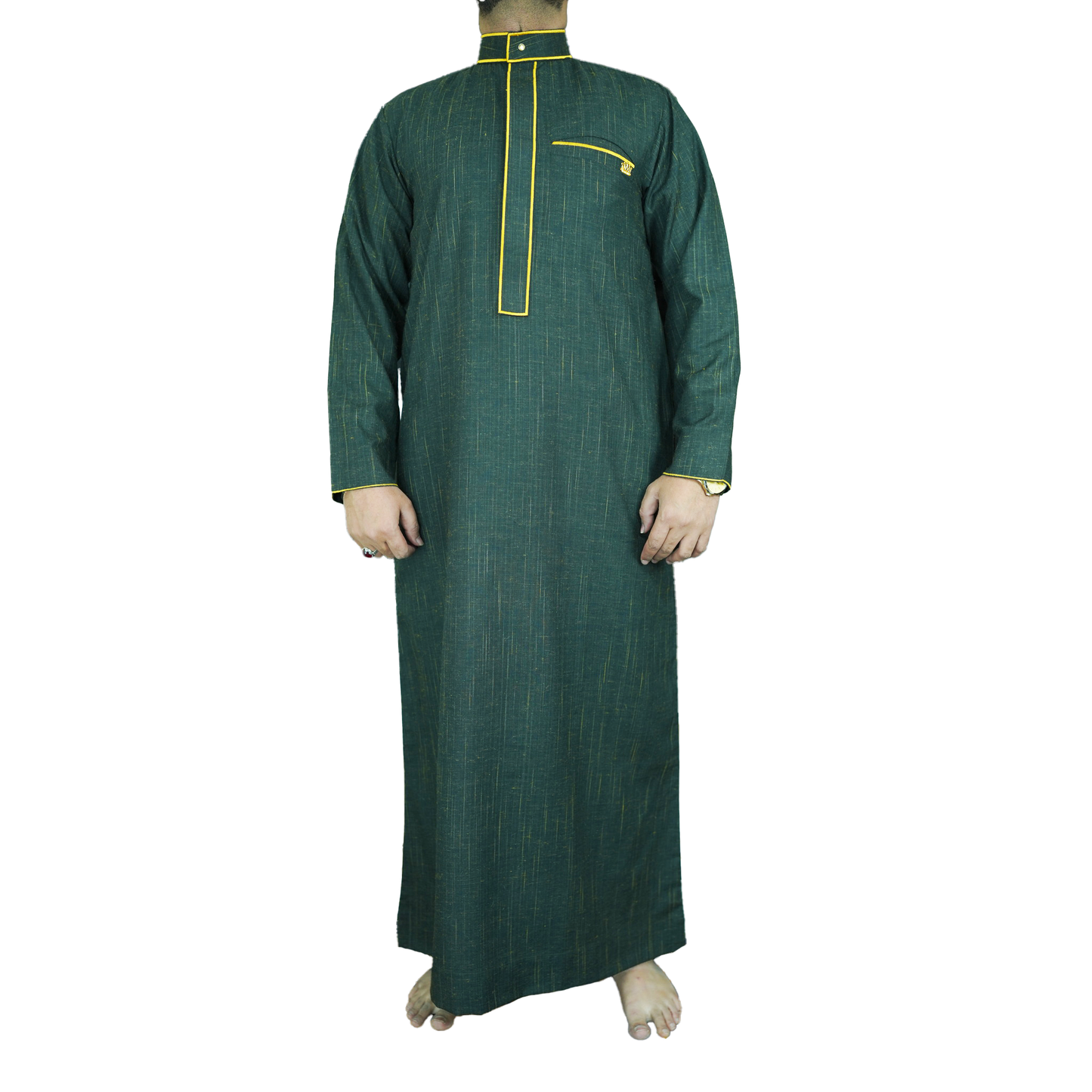 Lamsa Dark Green Thobe Embroidery Jubbah Kandura