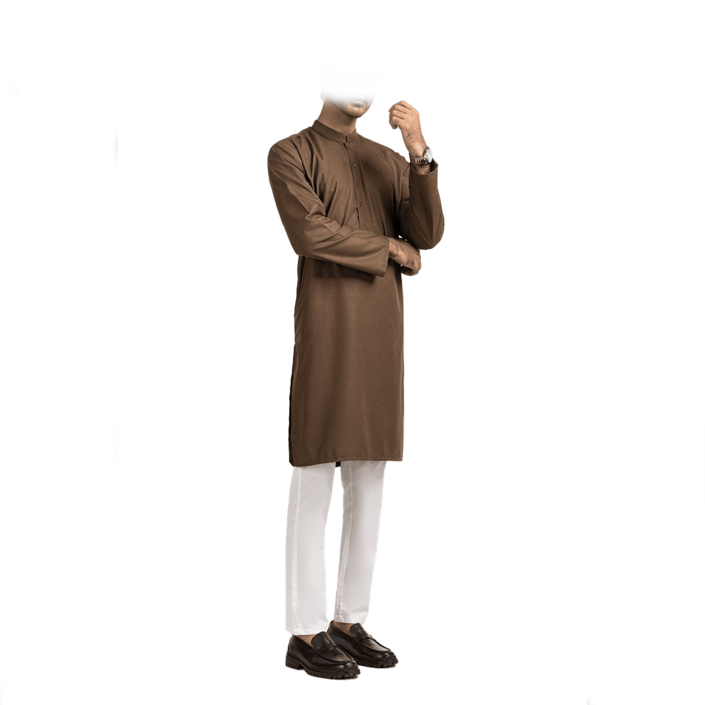 Lamsa Mens Choc Brown Simple Kurta