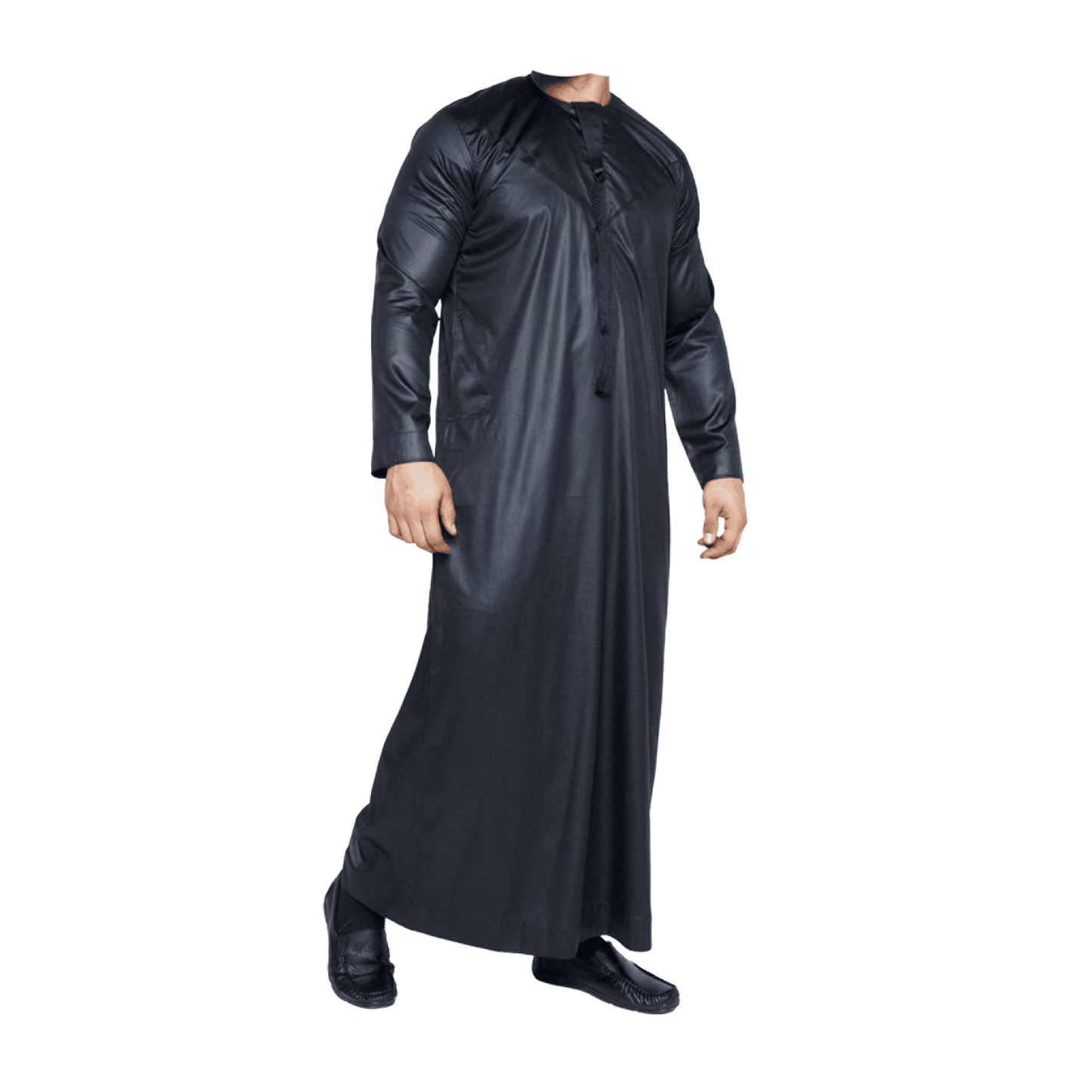 Lamsa Men's Black Satin Emirati Thobe Jubba