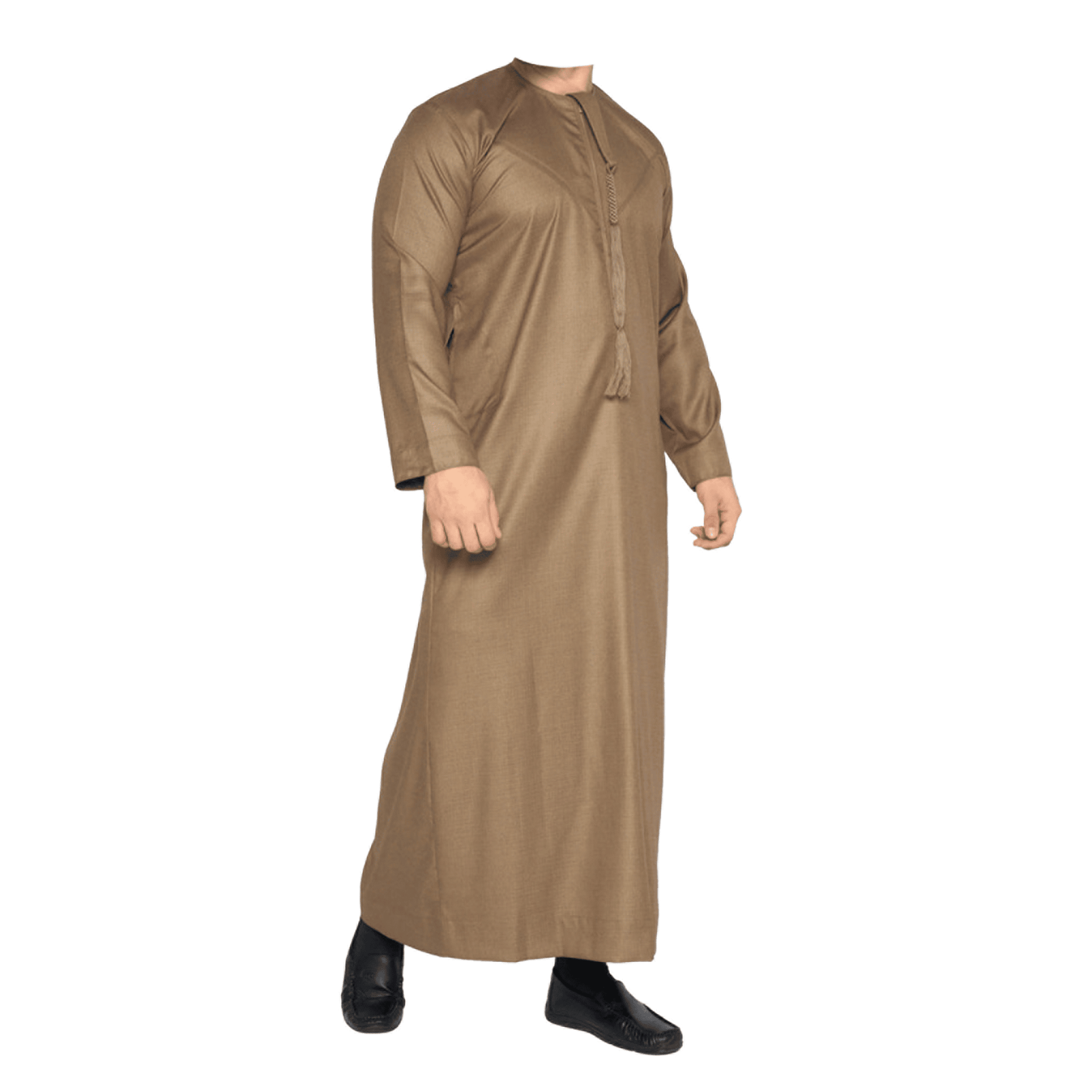 Lamsa Men's Brown Satin Emirati Thobe Jubba