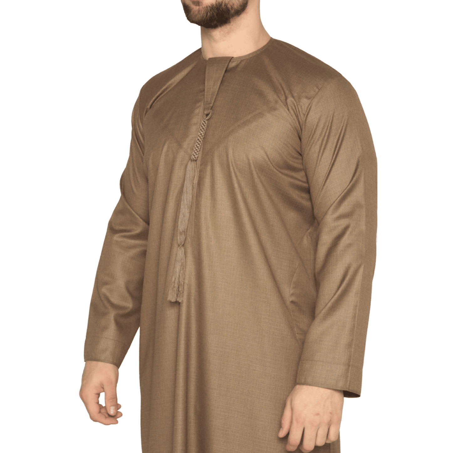 Lamsa Men's Brown Satin Emirati Thobe Jubba