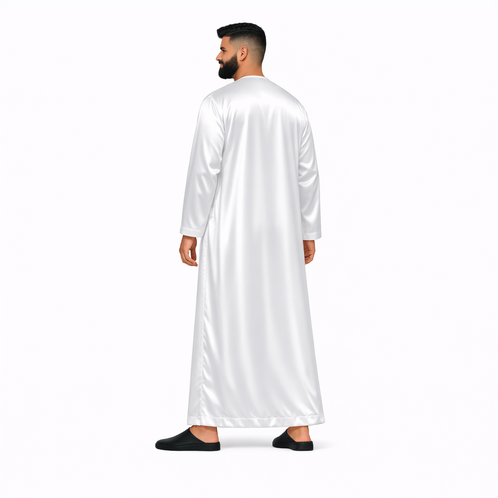 Lamsa White Satin Emirati Thobe Jubba