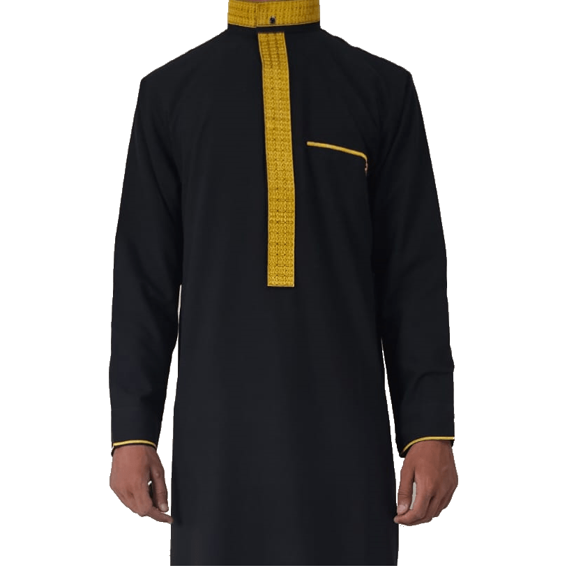 Lamsa Black Jubbah Embroidery Luxury Thobe