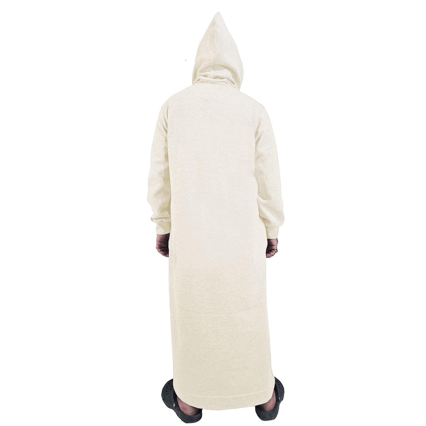 Donchie Men's Cream Hoodie Jubbah Thobe Cotton Fleece