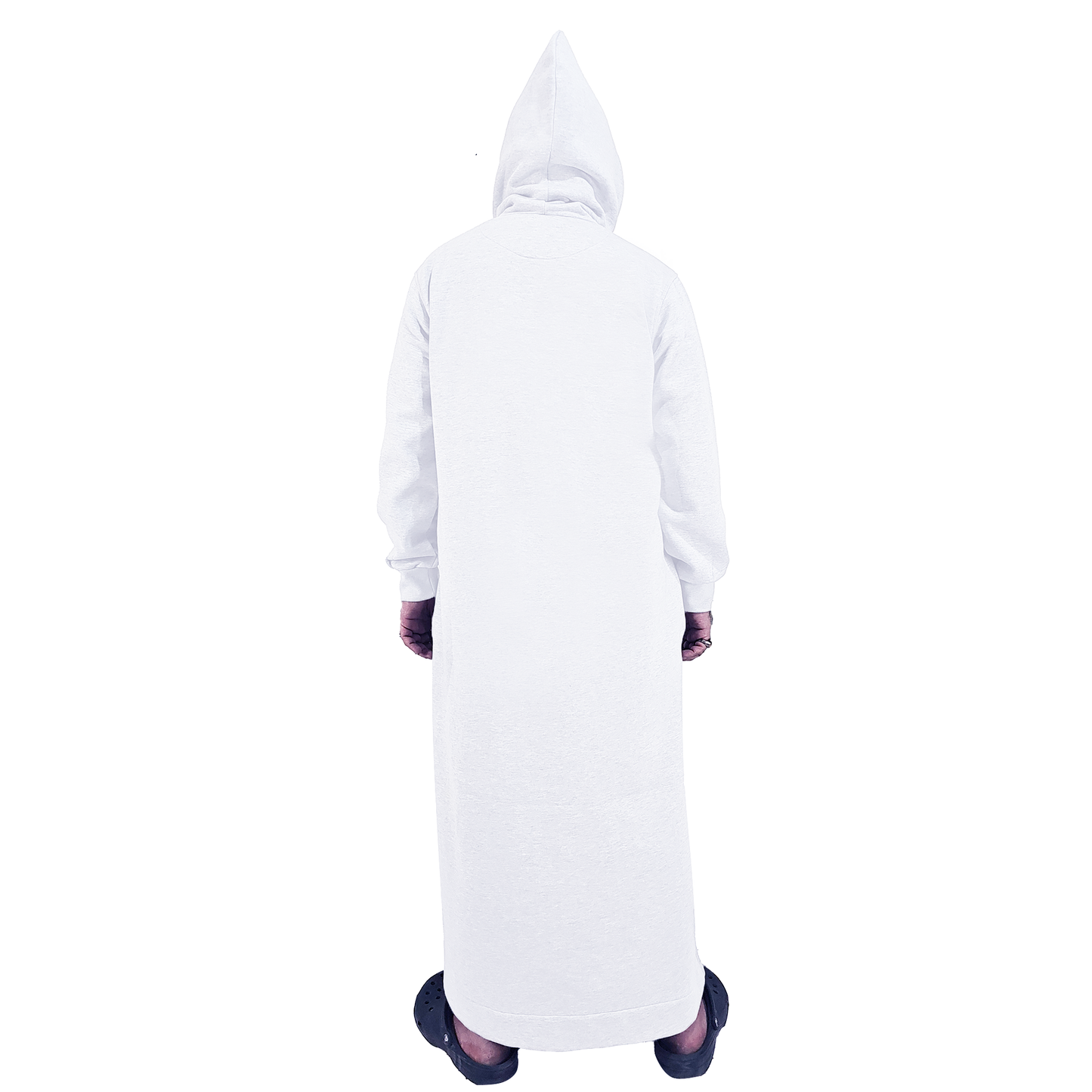 Donchie Men's White Hoodie Jubbah Thobe Cotton Fleece