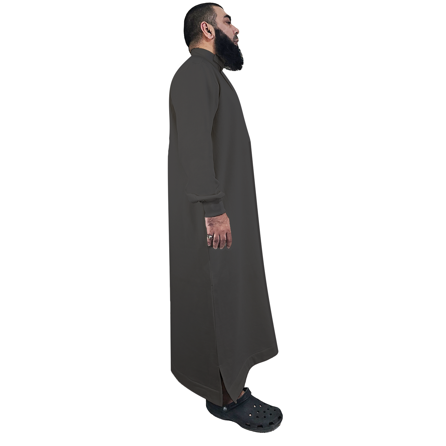 Donchie Men's Charcoal Jubbah Thobe Cotton Fleece