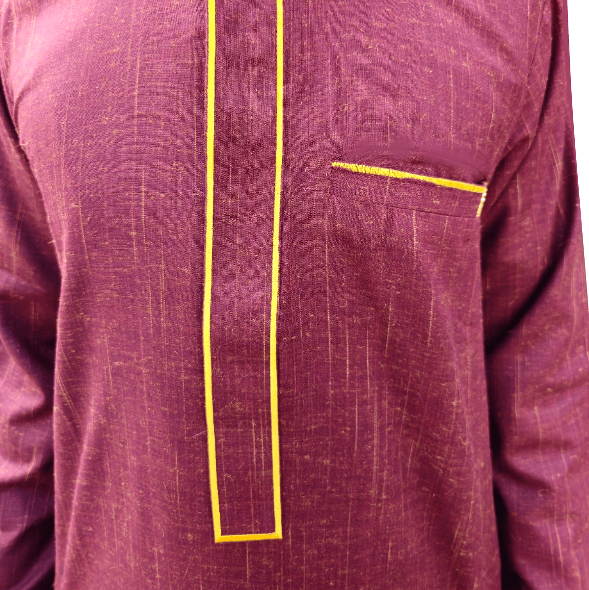 Lamsa Men's Maroon Thobe Embroidery Luxury Jubbah
