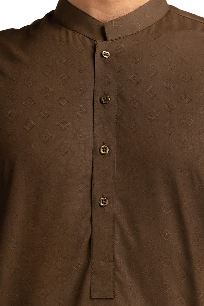 Lamsa Mens Choc Brown Simple Kurta Kameez