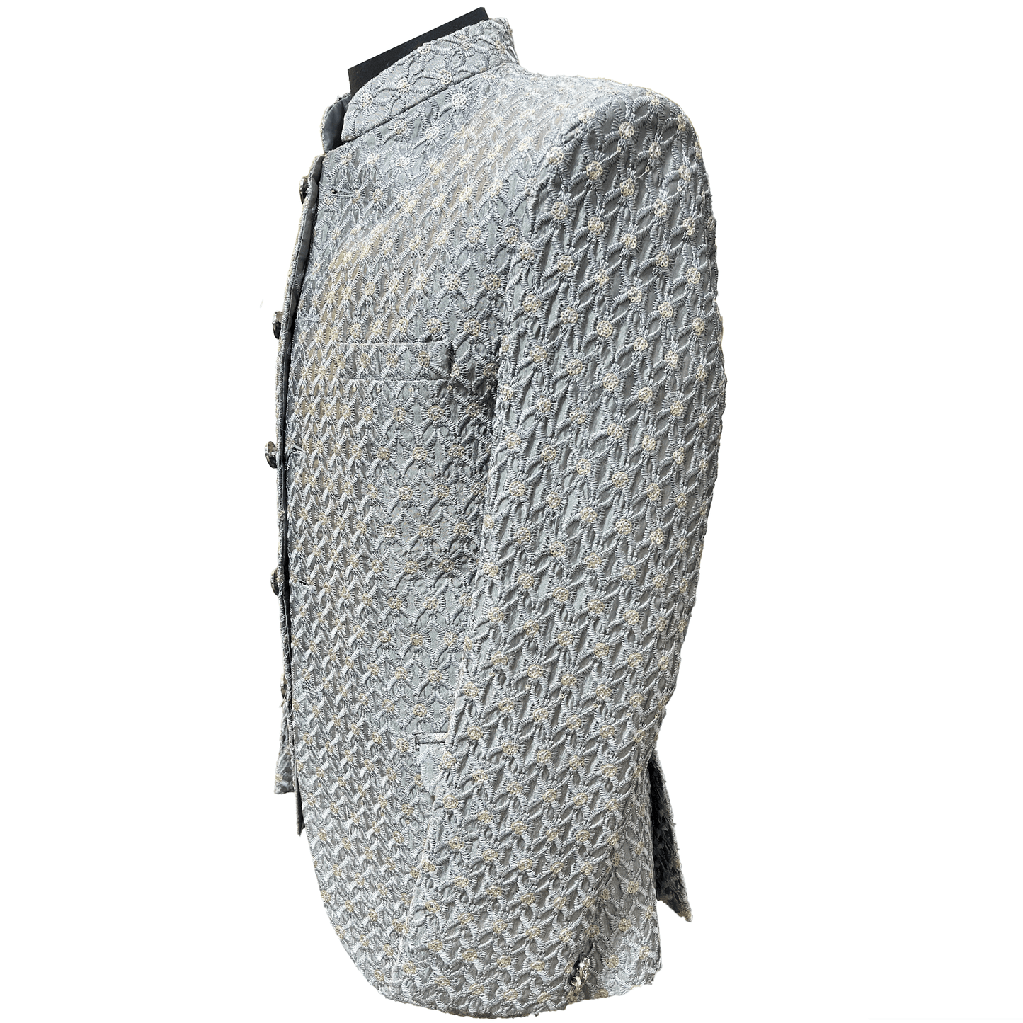 Dahab Silver Blue Mens Groom Wedding Indian Prince Coat