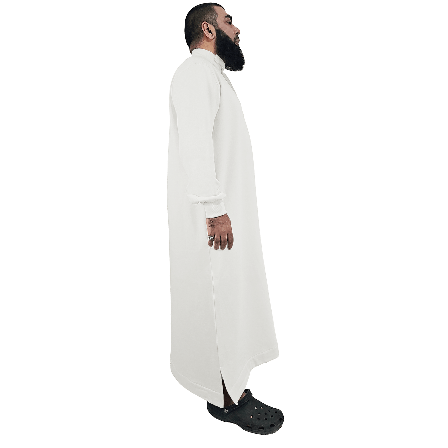Donchie Men's White Jubbah Thobe Cotton Fleece