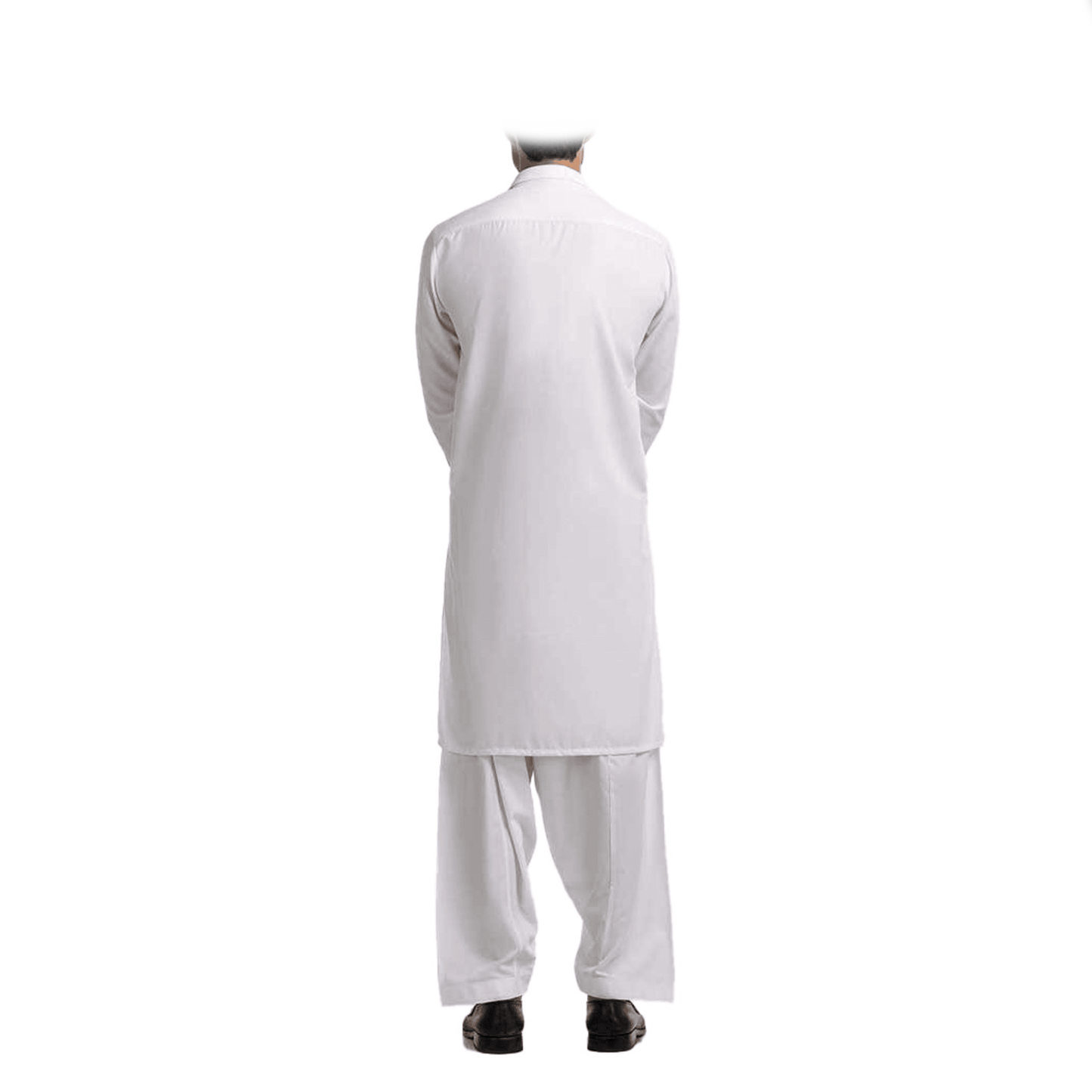 Lamsa White Collar Shalwar Kurta Kameez Cotton Blend