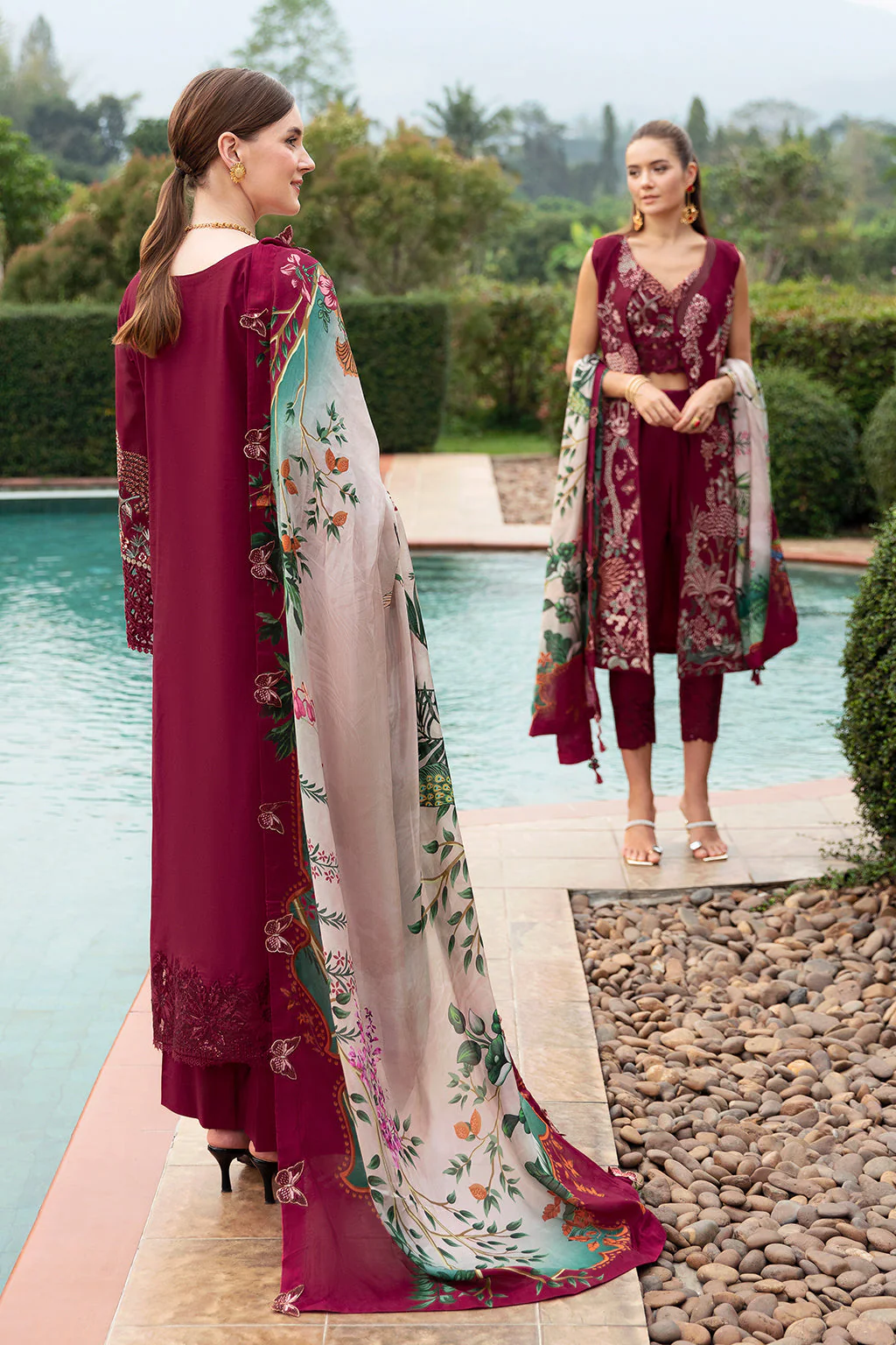 Ramsha Andaaz Collections Crimson glow-3PC LAWN EMBROIDERED SUIT-Z-802