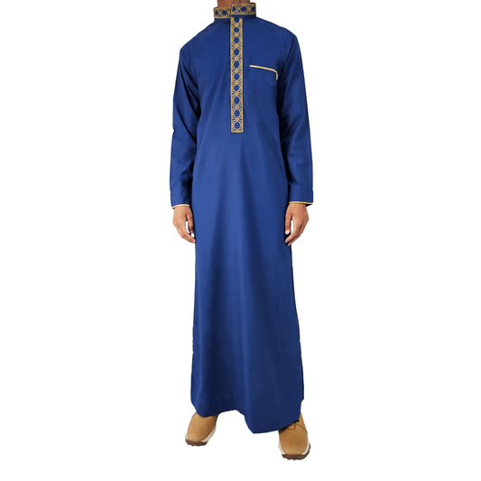 Lamsa Men's Blue Embroidery Jubbah