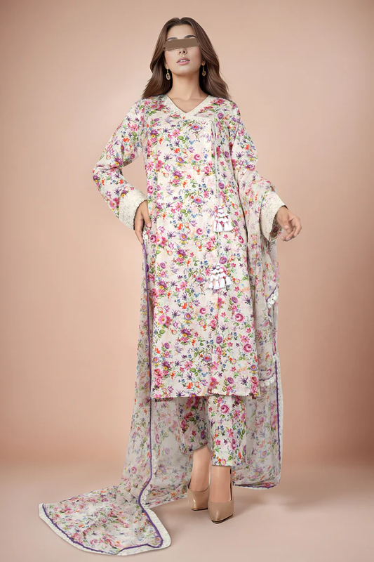 SAYA Lawn 3-Piece Unstitched Embroirdered Collection SKU: 52647