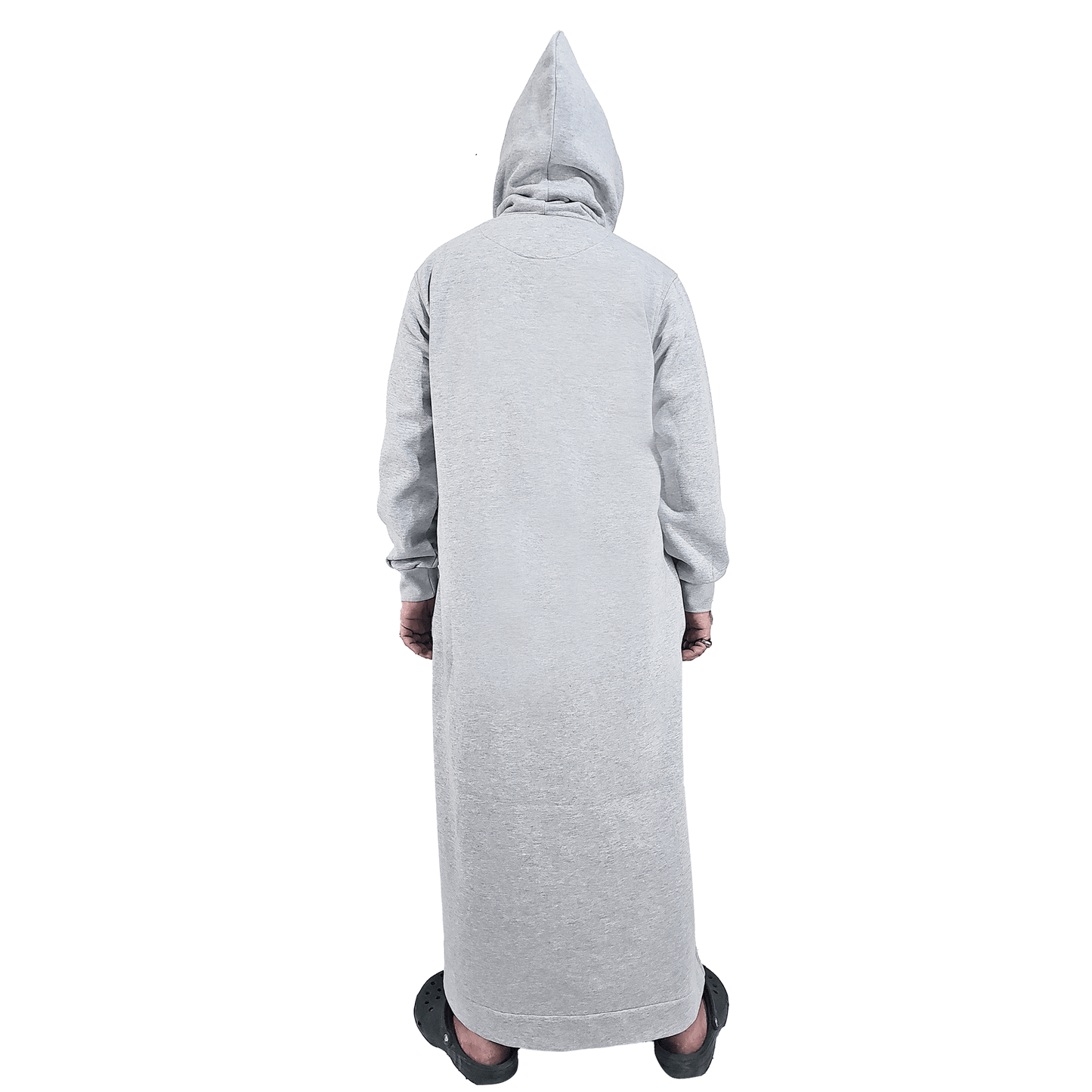Donchie Mens Grey Hoodie Jubbah Thobe Cotton Fleece