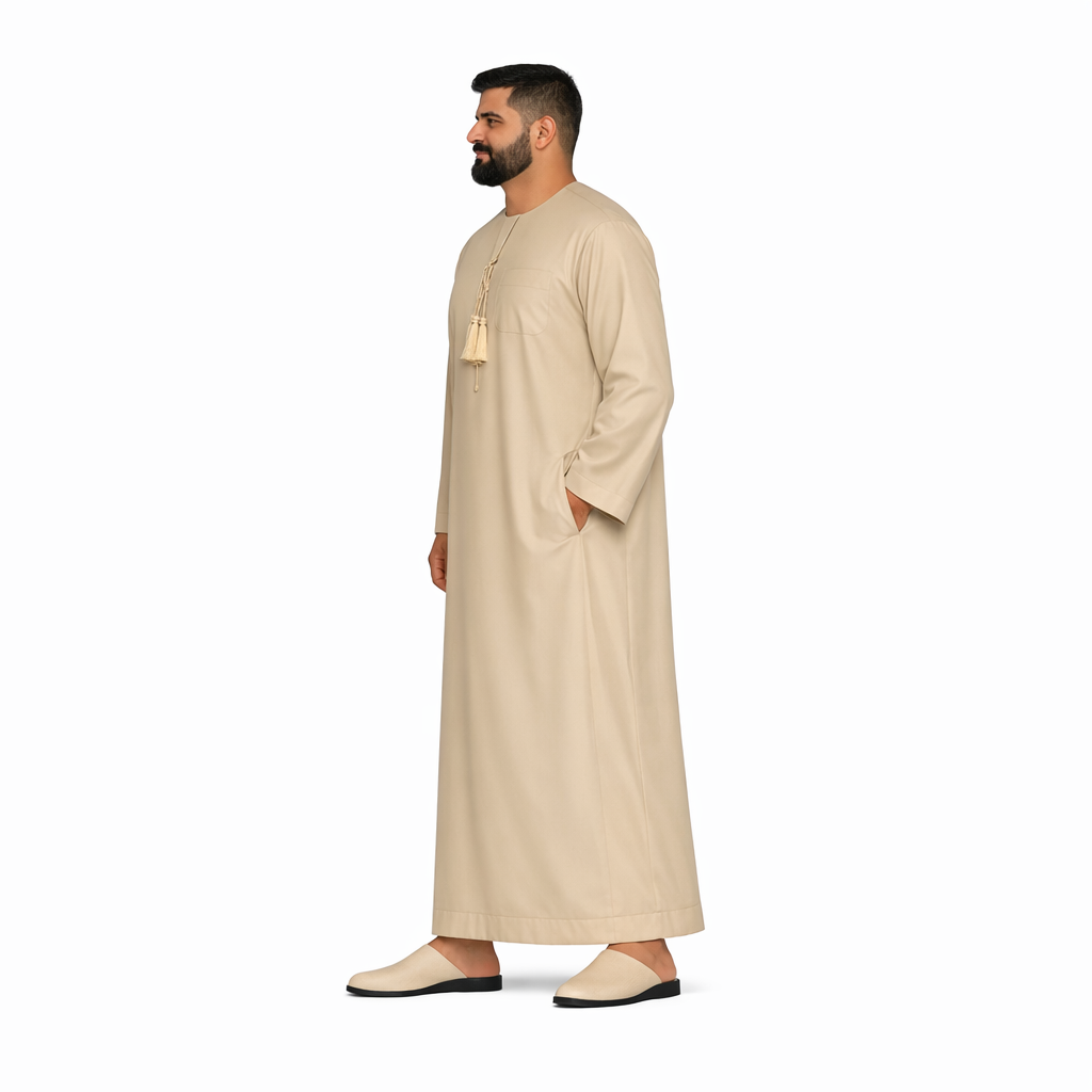 Lamsa Beige Emirati Thobe Jubbah