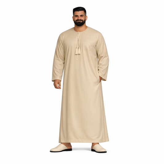 Lamsa Beige Emirati Thobe Jubbah