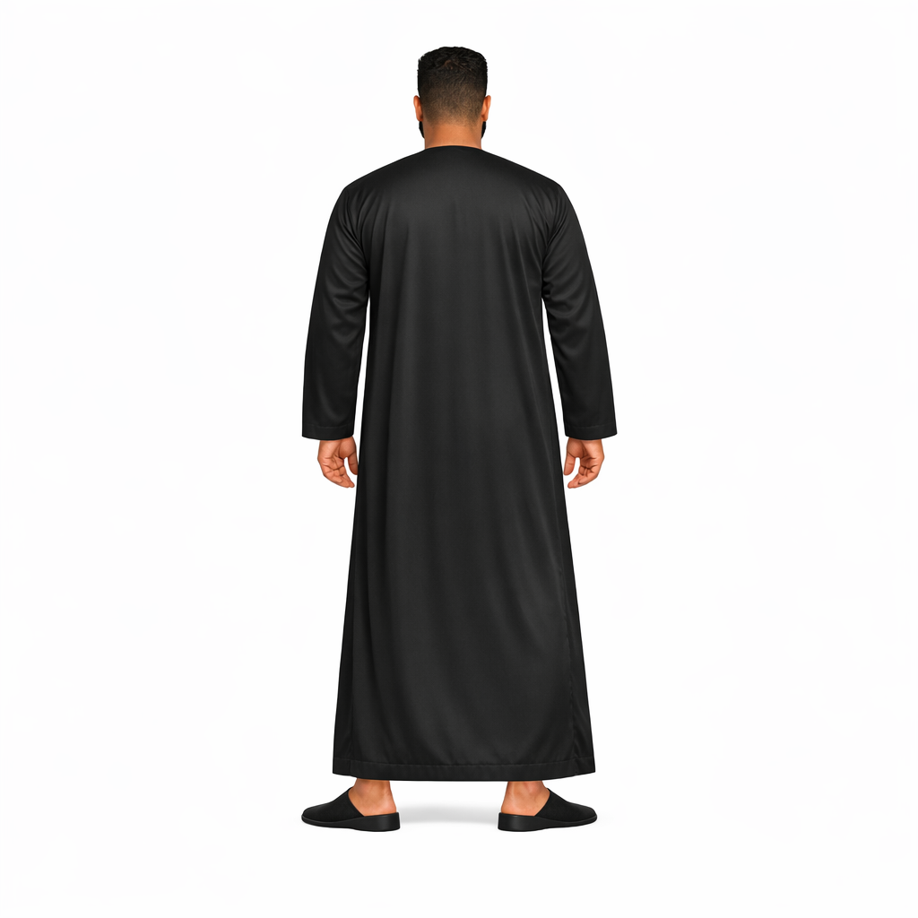 Lamsa Mens Black Emirati Thobe Jubba