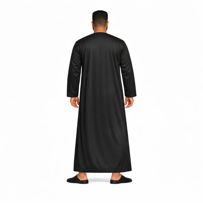 Lamsa Mens Black Emirati Thobe Jubba