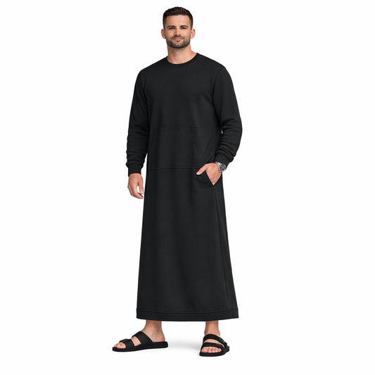 Donchie Men's Black Sweatshirt Thobe Cotton Fleece