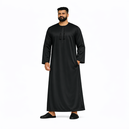 Lamsa Mens Black Emirati Thobe Jubba