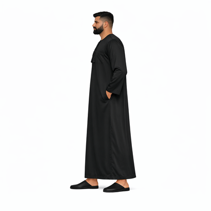 Lamsa Mens Black Emirati Thobe Jubba