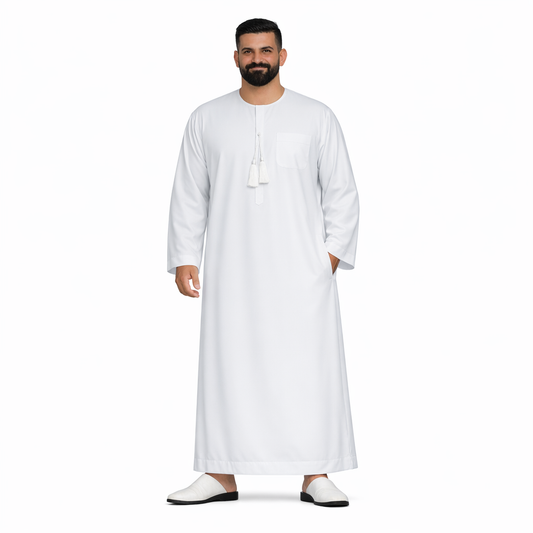 Lamsa White Poly Cotton Emirati Thobe Jubba