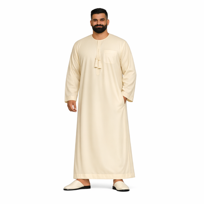 Lamsa Cream Cotton Blend Emirati Thobe Jubba