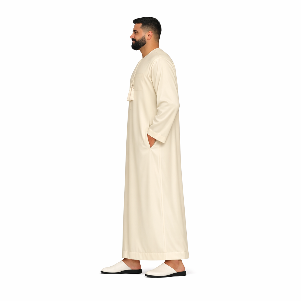 Lamsa Cream Cotton Blend Emirati Thobe Jubba