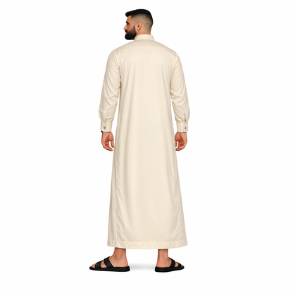 Lamsa Men's Cream Saudi Thobe Jubbah