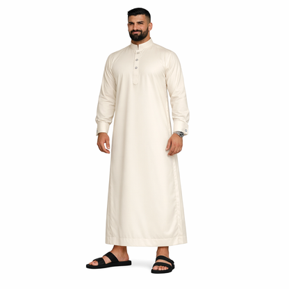 Lamsa Men's Cream Saudi Thobe Jubbah