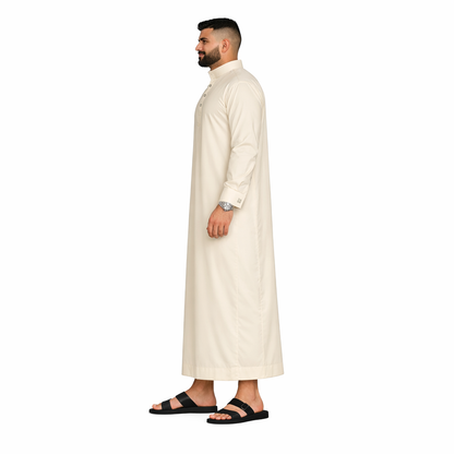 Lamsa Men's Cream Saudi Thobe Jubbah