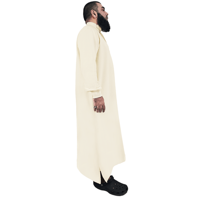 Donchie Mens Cream Jubbah Thobe Cotton Fleece