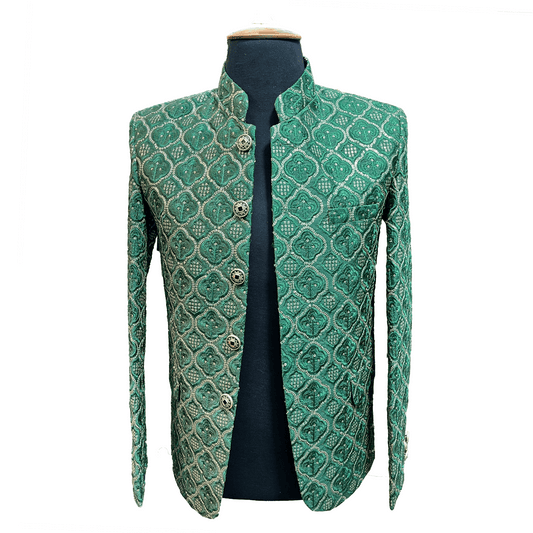 Dahab Green Men's Groom Wedding Indian Prince Coat