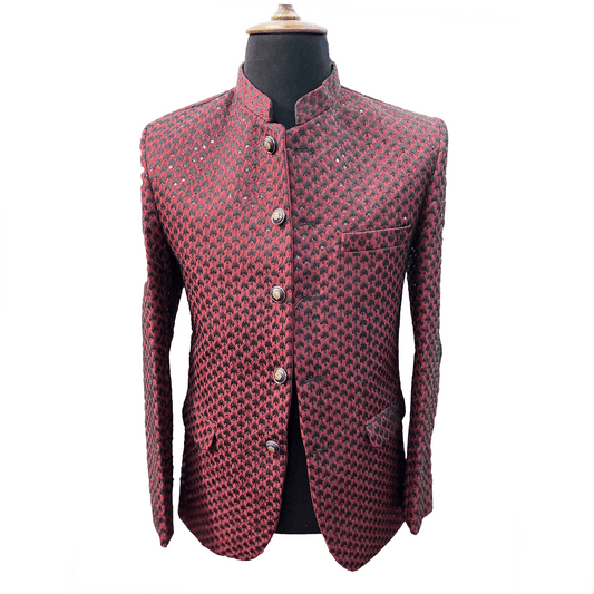 Dahab Maroon Mens Groom Wedding Indian Prince Coat