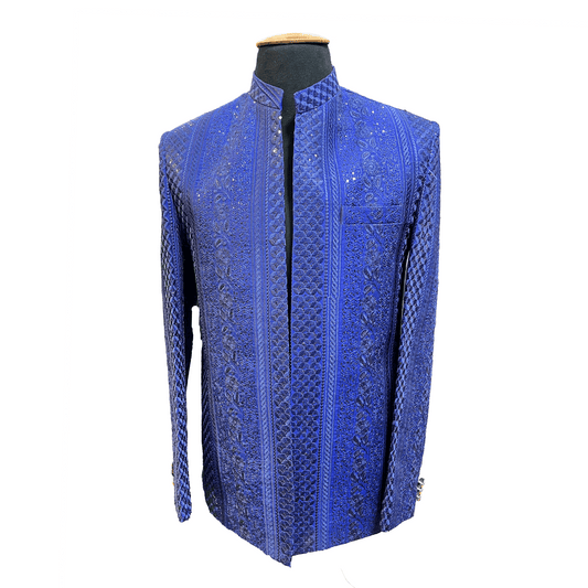Dahab Men's Blue Wedding Prince Coat For Groom