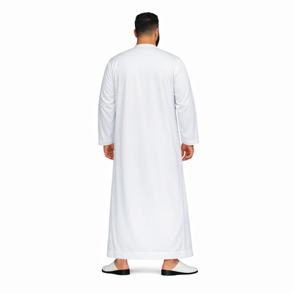 Lamsa White Poly Cotton Emirati Thobe Jubba