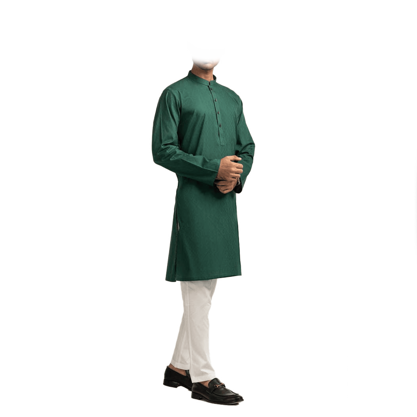 Lamsa Emerald Green Kurta Kameez Cotton Blend