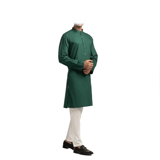 Lamsa Emerald Green Kurta Kameez Cotton Blend