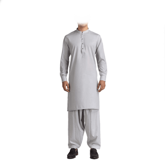 Lamsa Men's Ash Grey Shalwar Kameez Suit
